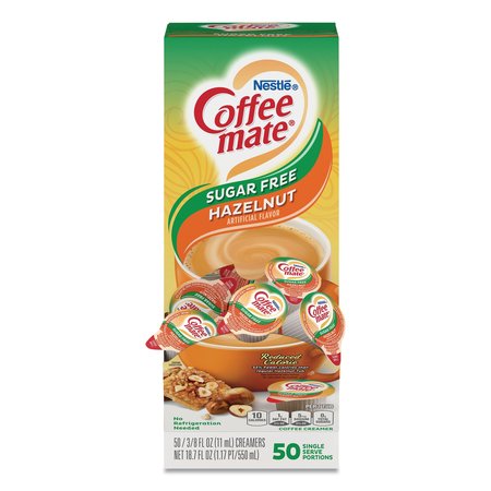 COFFEE MATE Liquid Coffee Creamer, Sugar-Free Hazelnut, 0.38 oz Mini Cups, PK50 98468BX
